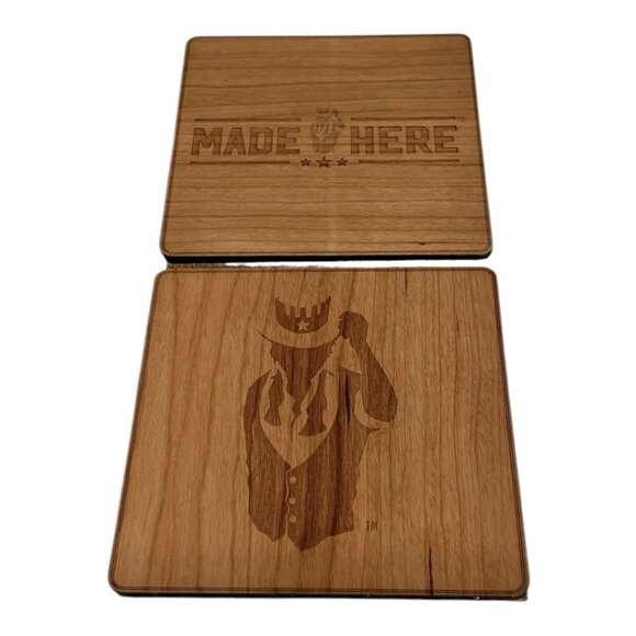 Made Here Playboy Bamboo Coaster Set 6x Square Eco Engraved Drink Coasters NWOT - Picture 5 of 5